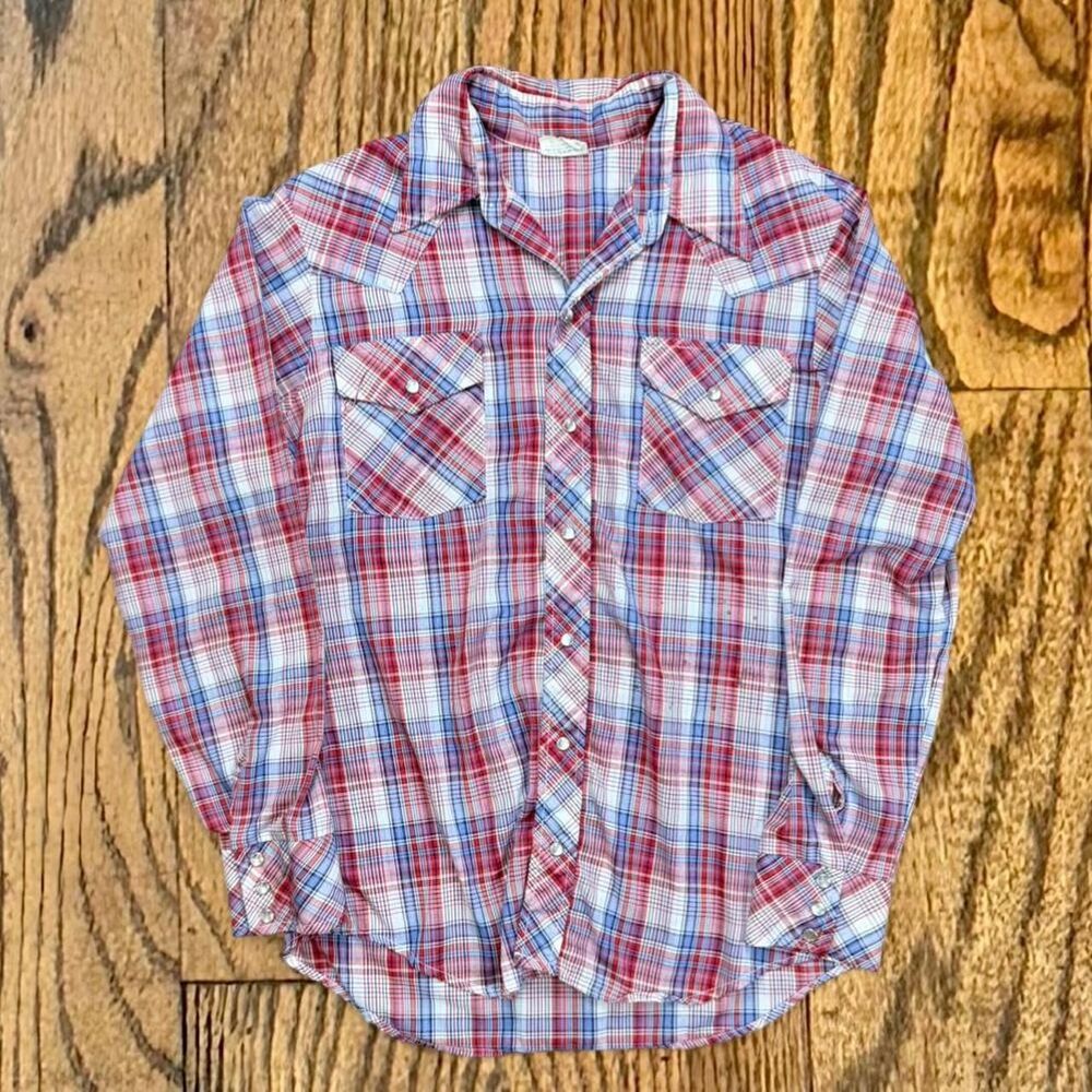 Vintage 70’s Plaid Pearl Snap Foxy Western Shirt